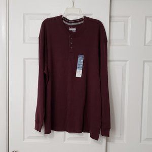 Big Men's Basic Editions 3XL Long Sleeve Burgundy 3 Button Knit Sweatshirt